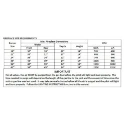 Grand Canyon Arizona Weathered Oak Charred Vented Gas Log Set With Stainless Steel Burner -Natural Gas Fire Place Store 2b3b min fp dims 6