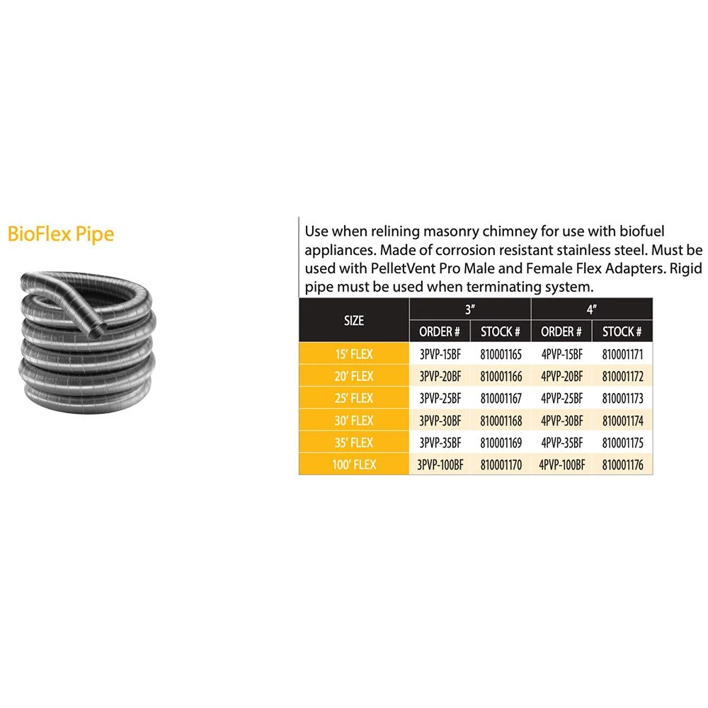 DuraVent 4PVP-BF PelletVent Pro 4-Inch Diameter BioFlex Pipe 2 DuraVent 4PVP-BF PelletVent Pro 4-Inch Diameter BioFlex Pipe - Image 2