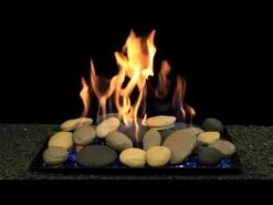 Hargrove 24-Inch Blazing River Stones Full Pan Vented Gas Set With Burner Kit (HGFRR24-FPB) -Natural Gas Fire Place Store TPFhc3 JwVI 223