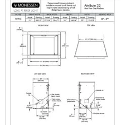 Monessen ACUF32-D Attribute 32-Inch Vent-Free Circulating Firebox With Gas Log Set -Natural Gas Fire Place Store acuf32 spec a 03 22