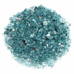 American Fire Glass 1/4-Inch Premium Fire Glass, 10-Pounds, Azuria Reflective