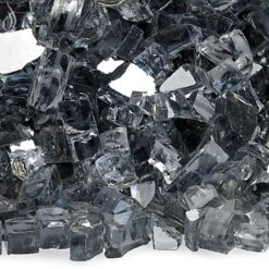 American Fire Glass 1/4-Inch Premium Fire Glass, 10-Pounds, Grey Reflective -Natural Gas Fire Place Store aff gryrf c