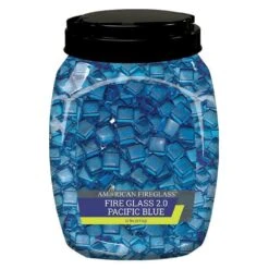 American Fire Glass 1/2-Inch Fireglass 2.0, 10-Pounds, Pacific Blue Luster -Natural Gas Fire Place Store aff pabllst12 2 0 e 08 21