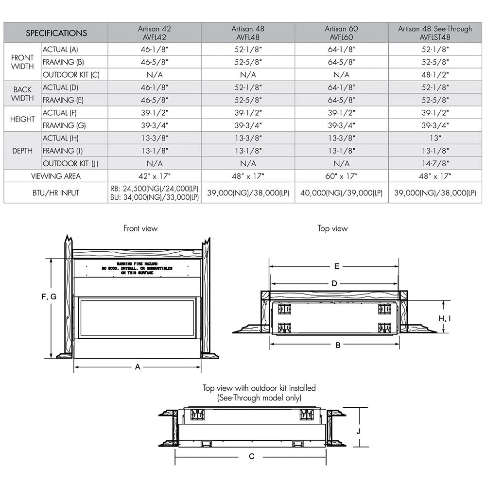 Monessen AVFL42-BU Artisan 42-Inch Vent-Free Gas Fireplace 4 Monessen AVFL42-BU Artisan 42-Inch Vent-Free Gas Fireplace - Image 4