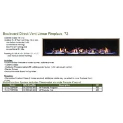 Empire White Mountain Hearth DVLL72 Boulevard Direct Vent Linear Fireplace, 72-Inches -Natural Gas Fire Place Store boulevard specs 72