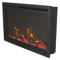 Remii CLASSIC-SLIM-30 Classic Extra Slim Smart Indoor Built-In Electric Fireplace With Black Steel Surround, 30-Inch -Natural Gas Fire Place Store classic slim 26 c 07 22 1