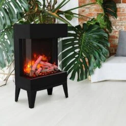 Amantii Tru-View Cube Indoor/Outdoor 3-Sided Smart Electric Fireplace -Natural Gas Fire Place Store cube 2025wm cube base legs a 07 22