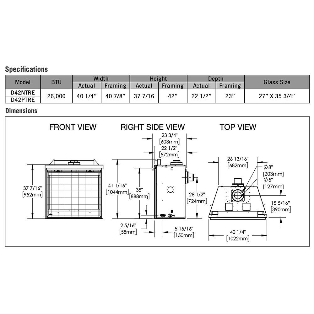 Napoleon D42TRE Ascent Deep Electronic Ignition Direct Vent Gas Fireplace With Log Set 9 Napoleon D42TRE Ascent Deep Electronic Ignition Direct Vent Gas Fireplace With Log Set - Image 9