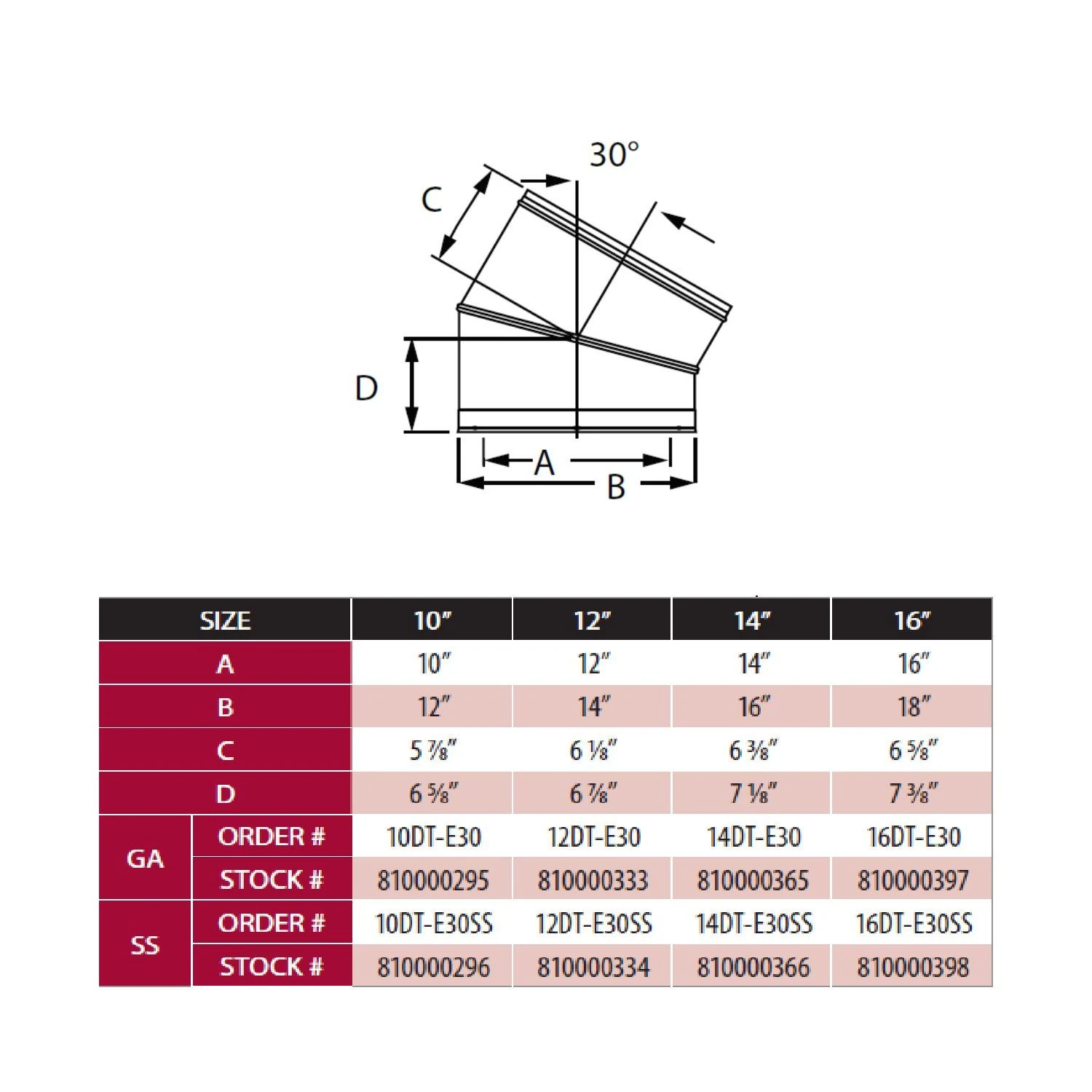 DuraVent 16DT-E30x DuraTech 30 Degree Elbow, 16-Inch Diameter 2 DuraVent 16DT-E30x DuraTech 30 Degree Elbow, 16-Inch Diameter - Image 2
