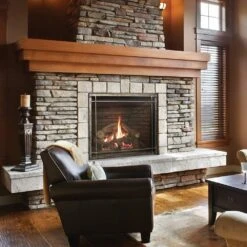 Empire White Mountain Hearth DVCT50CBP Rushmore Clean-Face Direct Vent Fireplace With Log Set, 50-Inches