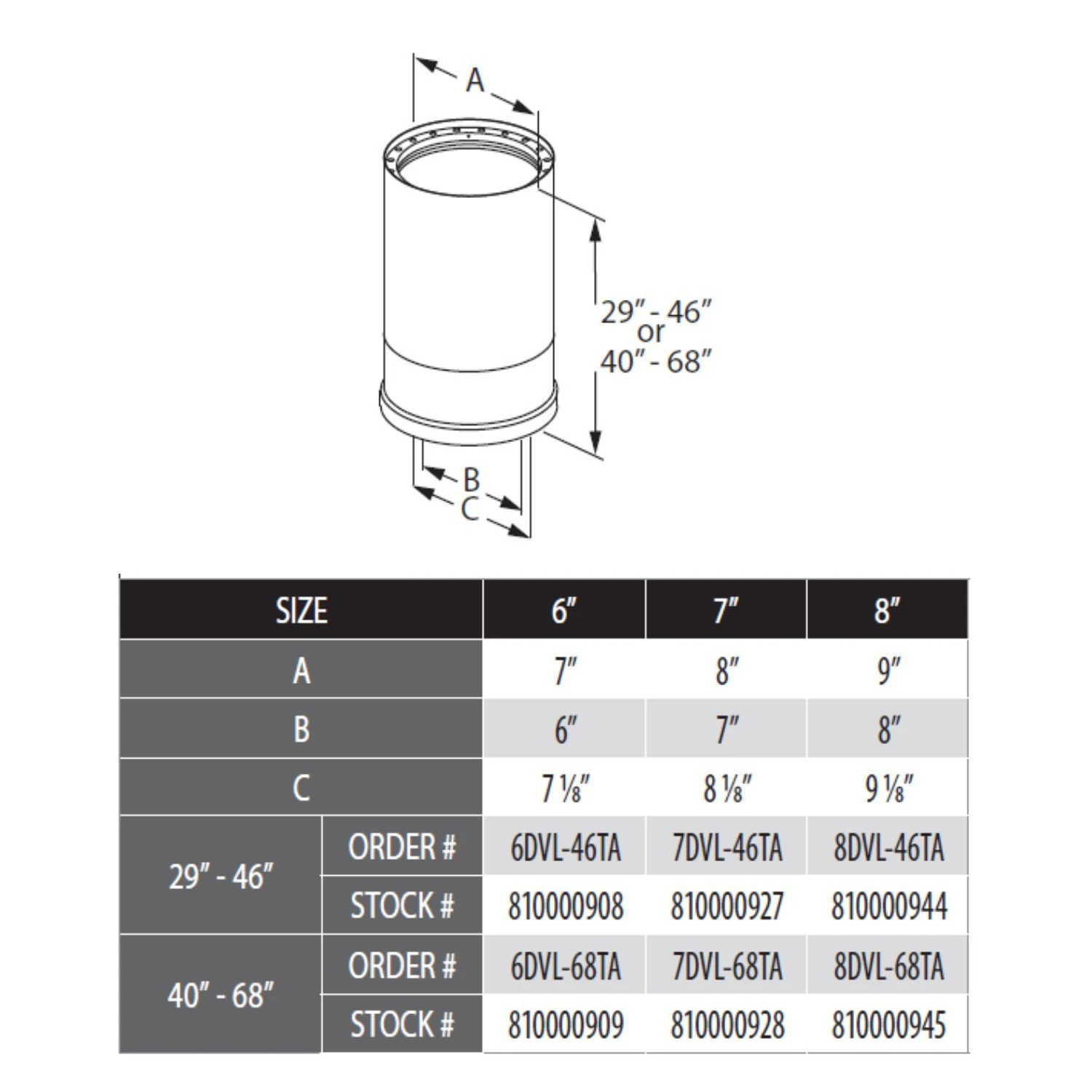 DuraVent 7DVL-TA DVL 7-inch Diameter Telescoping Length 2 DuraVent 7DVL-TA DVL 7-inch Diameter Telescoping Length - Image 2