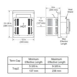 Majestic DVP-TRAP2 Horizontal Termination Cap With Long Flue -Natural Gas Fire Place Store dvp trap2 d 02 23