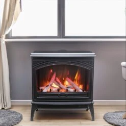 Sierra Flame By Amantii E70-NA Freestand Series Cast Iron 70-Inch Electric Fireplace With Logs -Natural Gas Fire Place Store e70 na e 07 23