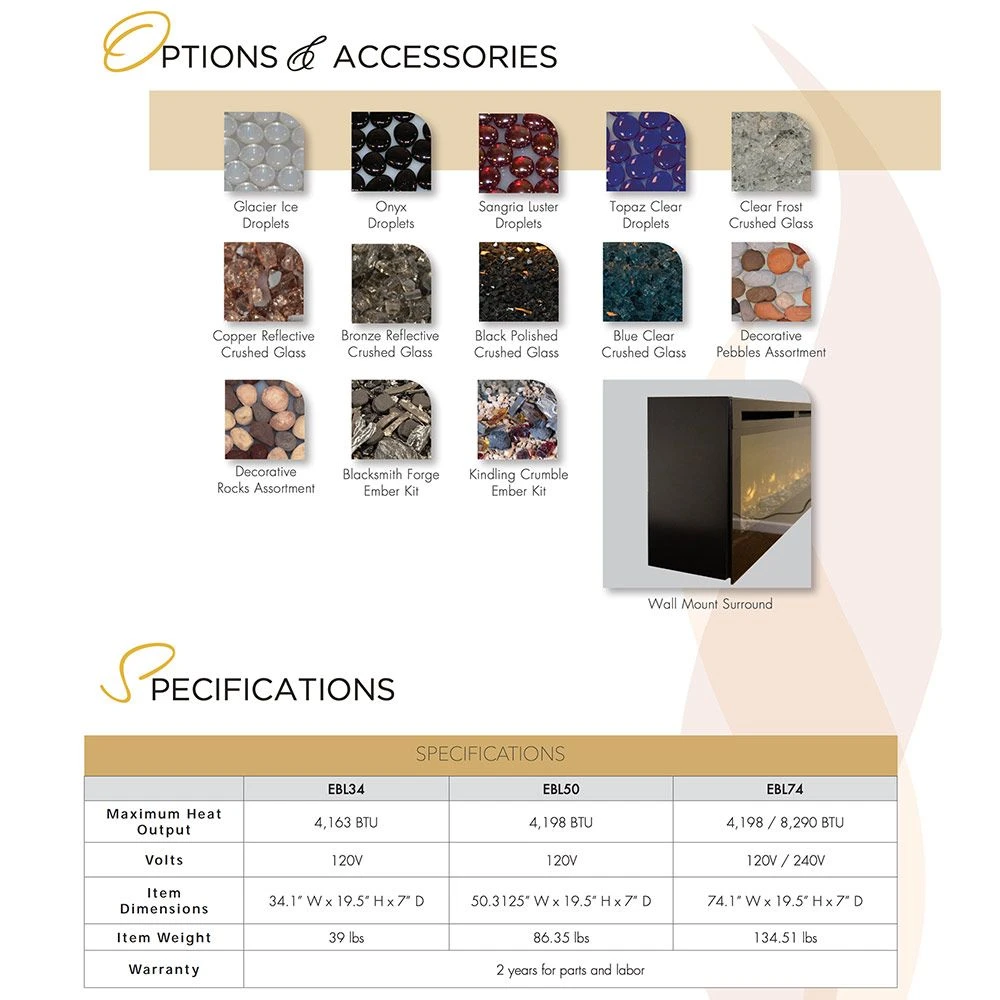 Empire White Mountain Hearth EBL34 Nexfire 34-Inch Linear Electric Fireplace With LED Lights, Remote And Crushed Glass 3 Empire White Mountain Hearth EBL34 Nexfire 34-Inch Linear Electric Fireplace With LED Lights, Remote And Crushed Glass - Image 3