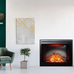 Empire White Mountain Hearth EF39 Nexfire 39-Inch Traditional Electric Fireplace With Inner Glow Log Set And Brick Liner -Natural Gas Fire Place Store ef39 d 10 21