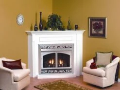 Empire White Mountain Hearth EMBC4 Corner Cabinet Mantel With Base For Breckenridge VFD42 Deluxe Firebox -Natural Gas Fire Place Store embc4sc ls