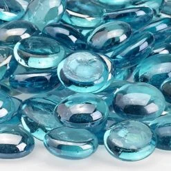 American Fire Glass 1/2-Inch Fire Glass Beads, 10-Pounds, Aqua Blue Luster -Natural Gas Fire Place Store fb aqulst c