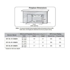 Real Fyre G21 Series Vent Free Glass Burner Kit -Natural Gas Fire Place Store g21 size requirements