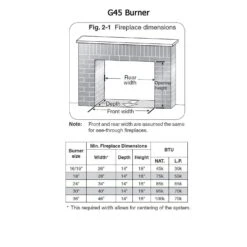Real Fyre G45-2-GL Series Vented Glass Burner Kit, See-Thru, ANSI Certified -Natural Gas Fire Place Store g45 2 size requirements 1