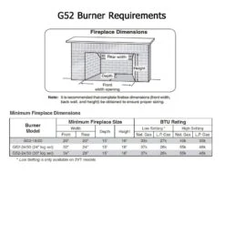 Real Fyre ENO Charred Evergreen Oak Vented Gas Log Set -Natural Gas Fire Place Store g52 burner size requirements 1