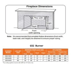 Real Fyre COLO Colonial Oak Vented Gas Log Set, Stainless Steel, ANSI Certified -Natural Gas Fire Place Store g52 size requirements 2