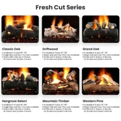 Hargrove Grand Oak Vented Gas Log Set With ANSI Certified Hidden Control Burner Kit (HGGOSAA-HCB-ANSI) -Natural Gas Fire Place Store hargrove fresh cut logs a 11 22 8