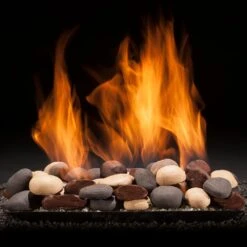 Hargrove 24-Inch Blazing River Stones Full Pan Vented Gas Set With Burner Kit (HGFRR24-FPB)