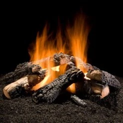 Hargrove Outdoor Wilderness Char Gas Log Fire Pit Stack Set With Fire Ring Burner Kit And Match Light Ignition (HGWCSFL-FRB)