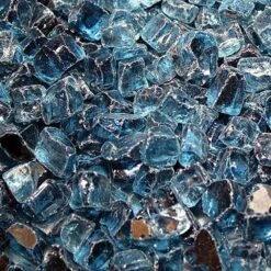 HPC Fire 1/4 Inch Decorative Fire Glass, 10 Pounds, Pacific Blue Reflective