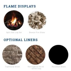 Kingsman IDV44 44-Inch Clean View Direct Vent Gas Fireplace Insert With Media -Natural Gas Fire Place Store idv44n liners media a 10 20