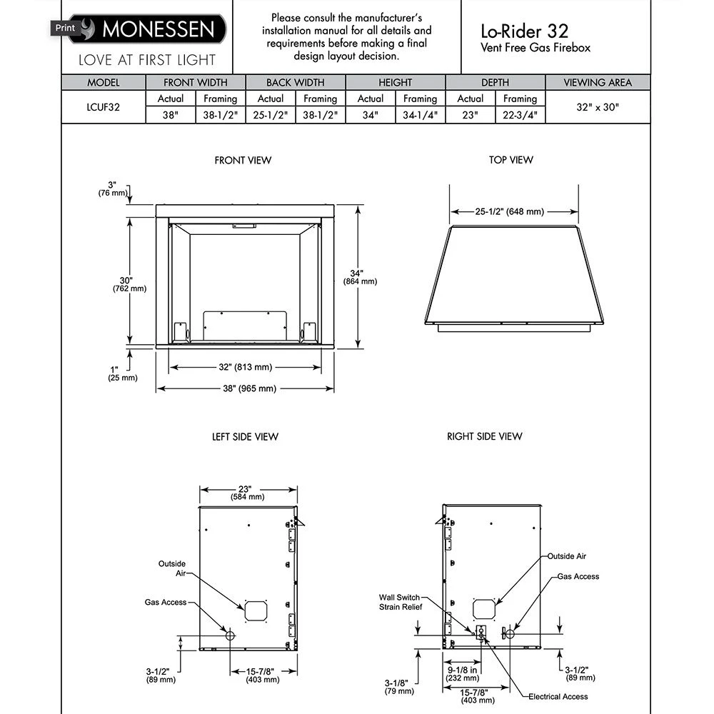 Monessen LCUF32CR-C-FB Lo-Rider 32-Inch Circulating Brick Vent-Free Firebox 4 Monessen LCUF32CR-C-FB Lo-Rider 32-Inch Circulating Brick Vent-Free Firebox - Image 4