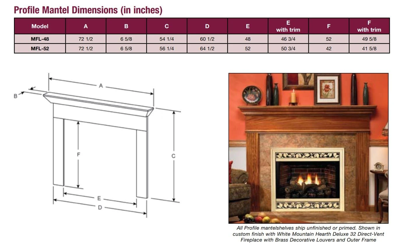 Empire White Mountain Hearth MFLxx Profile Fireplace Mantel 2 Empire White Mountain Hearth MFLxx Profile Fireplace Mantel - Image 2