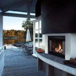 Kingsman OFP42E 42-Inch Intermittent Pilot Ignition Outdoor Gas Fireplace With Log Set