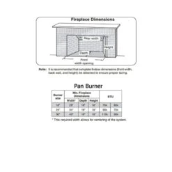 Real Fyre PB Series Vented Glass Burner Kit, ANSI Certified -Natural Gas Fire Place Store p size requirements