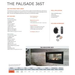 Sierra Flame PALISADE-36-DELUXE 36-Inch Palisade Deluxe Direct Vent See-Through Built-In Gas Fireplace With Fireglass And Rock Media -Natural Gas Fire Place Store palisade config e 11 22