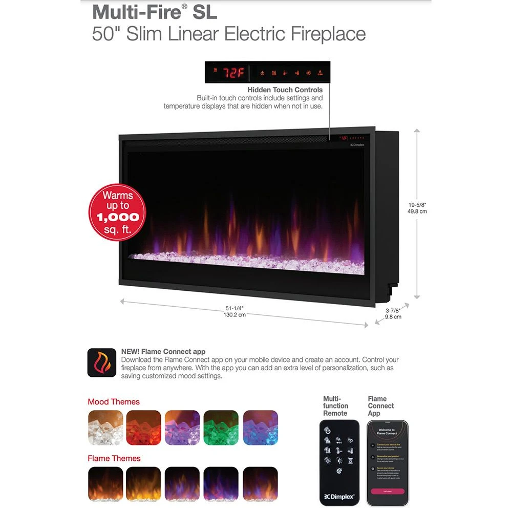 Dimplex PLF5014-XS Multi-Fire SL Built-In Electric Fireplace, 50-Inch 3 Dimplex PLF5014-XS Multi-Fire SL Built-In Electric Fireplace, 50-Inch - Image 3