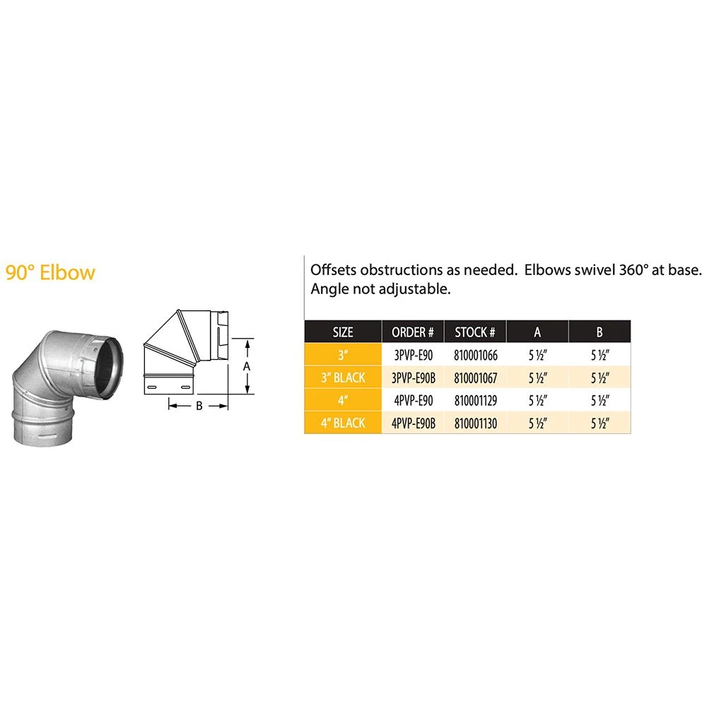 DuraVent PVP-E90B PelletVent Pro Black Steel 90-Degree Elbow 2 DuraVent PVP-E90B PelletVent Pro Black Steel 90-Degree Elbow - Image 2