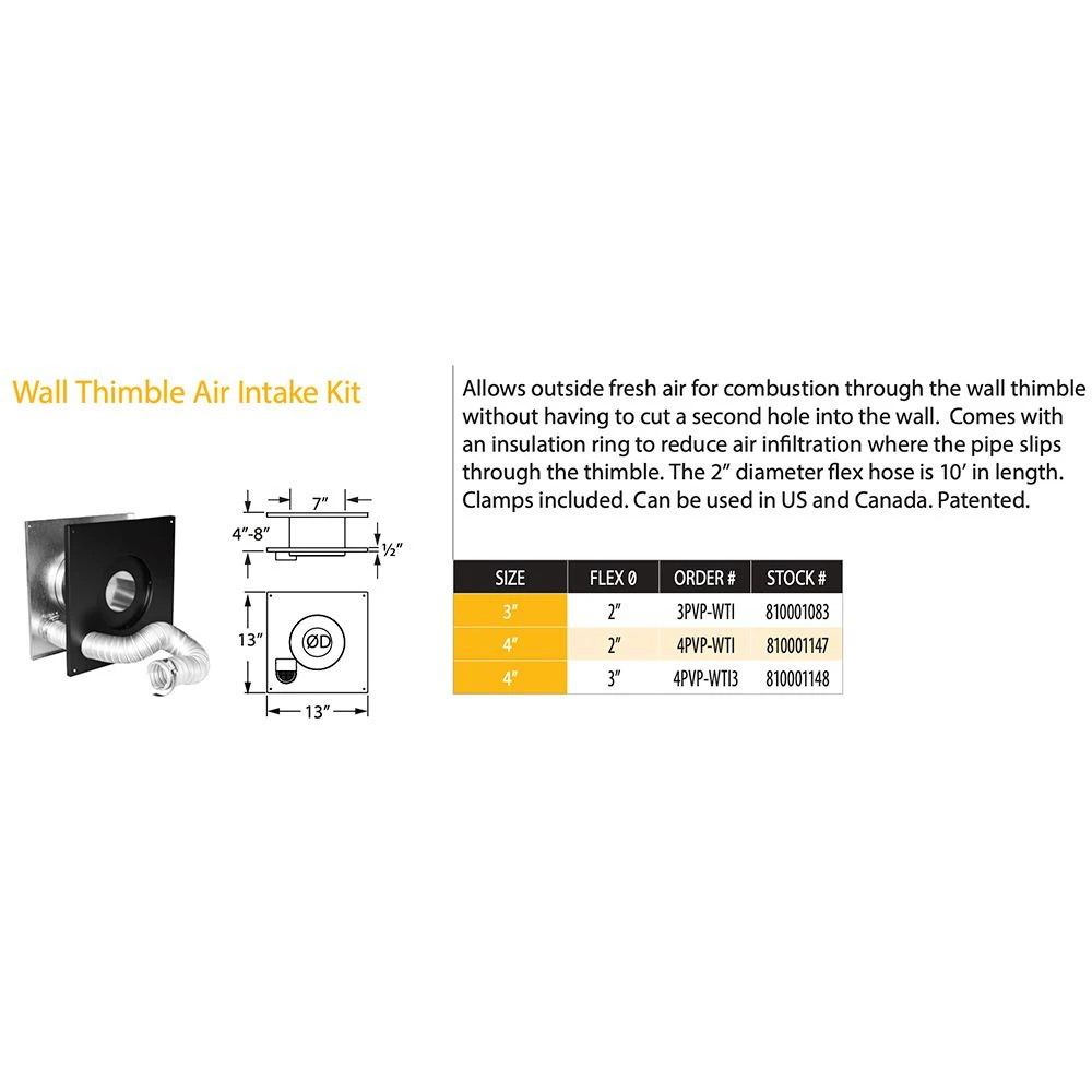 DuraVent PVP-WTI PelletVent Pro Wall Thimble Air Intake Kit 2 DuraVent PVP-WTI PelletVent Pro Wall Thimble Air Intake Kit - Image 2