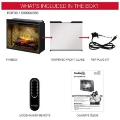 Dimplex Revillusion Electric Fireplace With Herringbone Backer, Front Glass Pane And Plug Kit, 30-Inches -Natural Gas Fire Place Store rbf30g config d 10 23 1