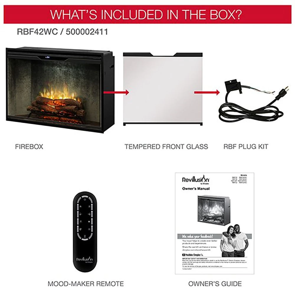 Dimplex Revillusion Electric Fireplace With Weathered Concrete Backer, Front Glass Pane And Plug Kit, 42-Inches 5 Dimplex Revillusion Electric Fireplace With Weathered Concrete Backer, Front Glass Pane And Plug Kit, 42-Inches - Image 5