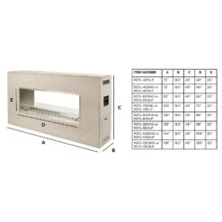 The Outdoor GreatRoom Company RSTL-LIN Linear Ready To Finish See-Through Fireplace -Natural Gas Fire Place Store rstl 40d spec a 02 21