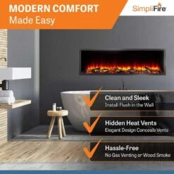 SimpliFire SF-SC Scion Clean Face Linear Electric Fireplace -Natural Gas Fire Place Store sf sc55 bk c 07 23