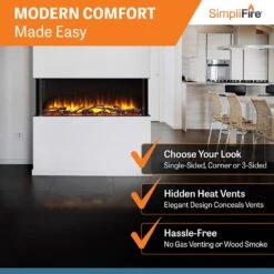 SimpliFire SF-SCT Scion Trinity 3-Sided Linear Electric Fireplace -Natural Gas Fire Place Store sf sct43 bk c 07 23
