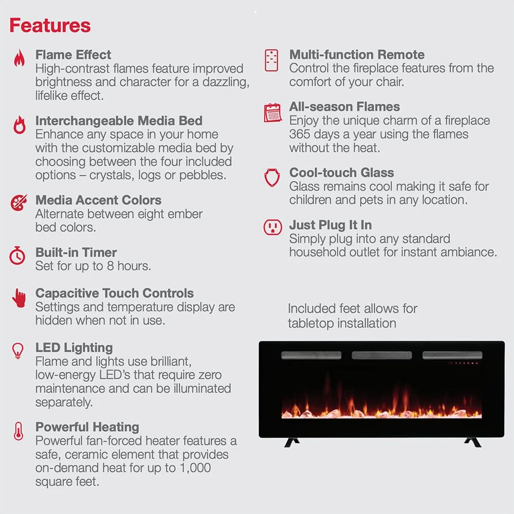 Dimplex SIL48 Sierra Series Wall Mount/Built-In Linear Electric Fireplace, 48-Inch 5 Dimplex SIL48 Sierra Series Wall Mount/Built-In Linear Electric Fireplace, 48-Inch - Image 5