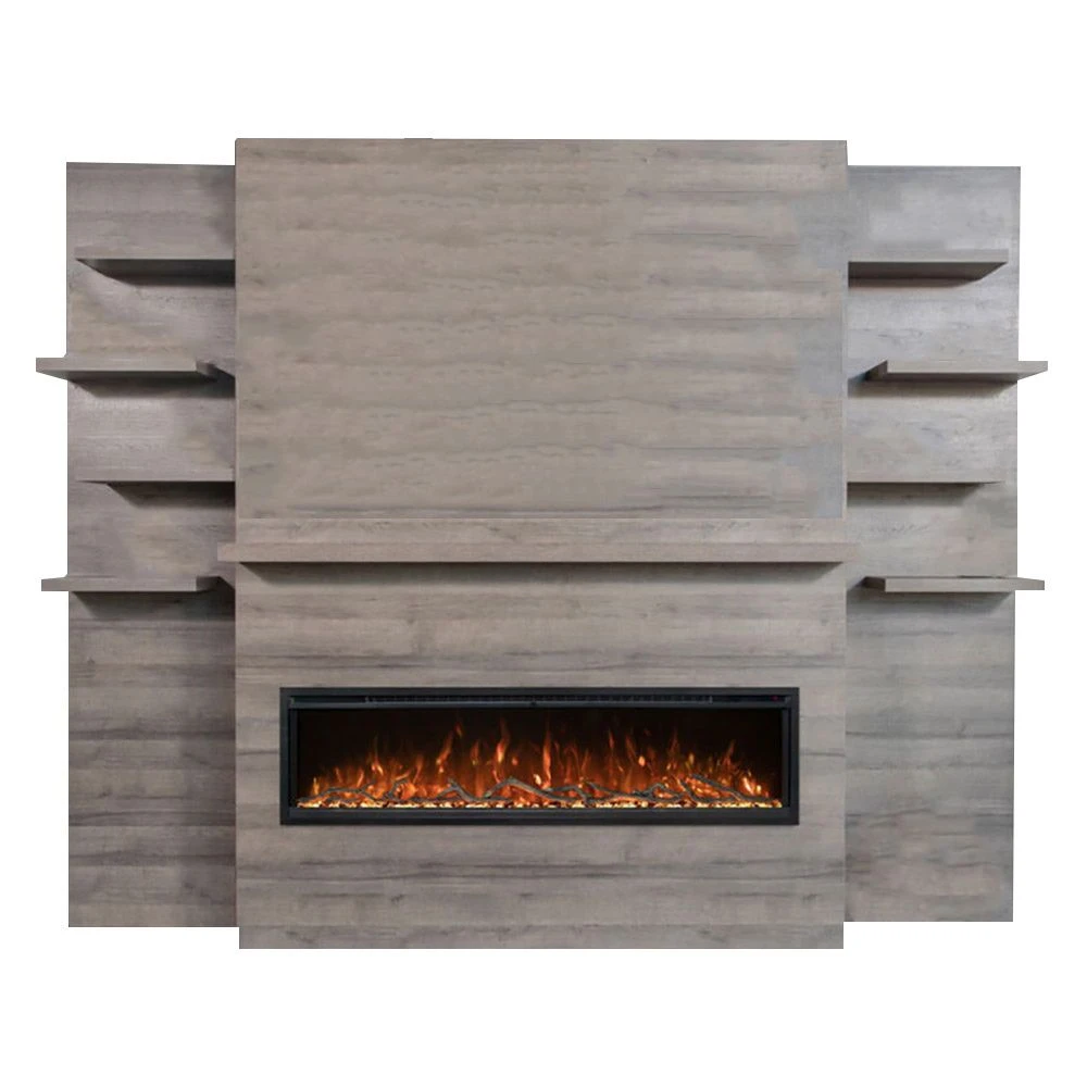 Modern Flames Spectrum 60-Inch Linear Electric Fireplace With Allwood Wall System 1 Modern Flames Spectrum 60-Inch Linear Electric Fireplace With Allwood Wall System