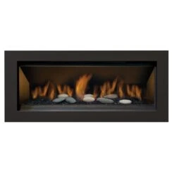 Sierra Flame STANFORD-55G-DELUXE 55-Inch Stanford Direct Vent Built-In Linear Gas Fireplace With Fireglass And Rock Media