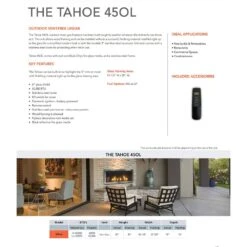 Sierra Flame TAHOE-45 45-Inch Tahoe Outdoor Vent-Free Linear Built-In Gas Fireplace With Electronic Ignition, Remote Control And Media Set -Natural Gas Fire Place Store tahoe config c 11 22