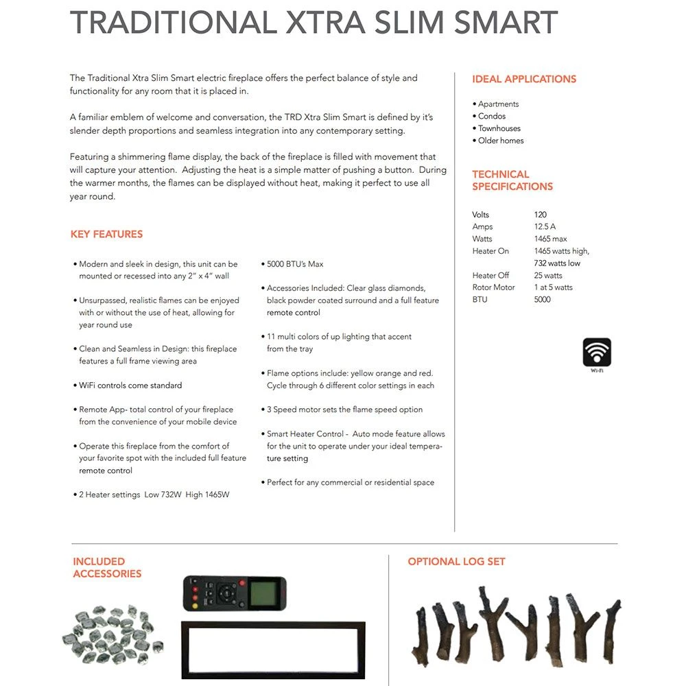 Amantii Traditional Extra Slim Built-In Smart Smart Electric Fireplace 4 Amantii Traditional Extra Slim Built-In Smart Smart Electric Fireplace - Image 4