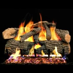 Real Fyre ENO Charred Evergreen Oak Vented Gas Log Set, Stainless Steel, ANSI Certified