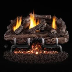 Real Fyre CHAS Charred Aged Split Ventless Gas Log Set, Stainless Steel, ANSI Certified